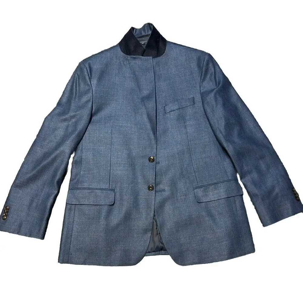 Jos‎ A Bank Men Signature Blue Red Plaid Blazer Size 44R Silk Wool Old Money